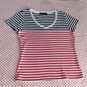 Tommy Hilfiger Red White Dark Blue Striped Size M